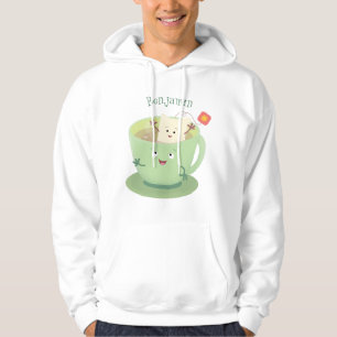 Tågblagetecken kopp tecknad humor hoodie