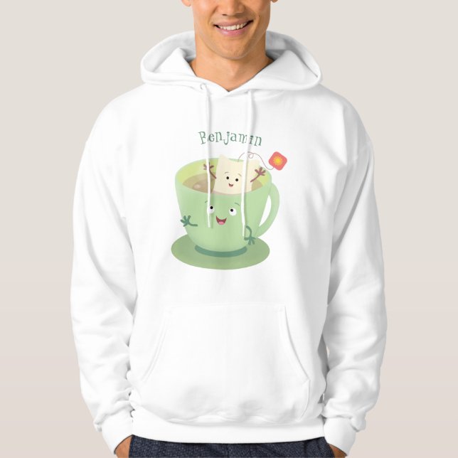 Tågblagetecken kopp tecknad humor hoodie (Framsida)