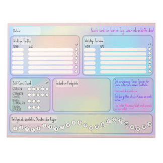 Tagesplan für Fokus und Selbstfürsorge (deutsch) Anteckningsblock