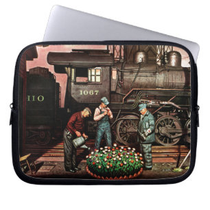 Tåggårdblomsterträdgård av Stevan Dohanos Laptop Sleeve