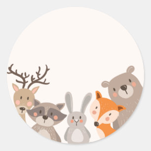 Taggen Sticker Animals Fox för babydusch Runt Klistermärke