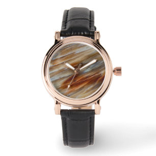 Taggig fossiliserat trä armbandsur