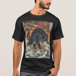 Taggigt Kaiju över stormande hav T Shirt