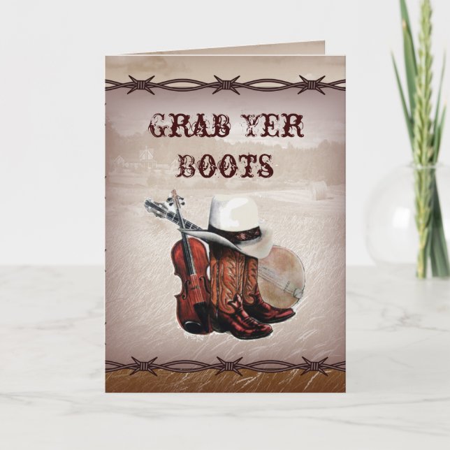 taggtråd västlandet country bröllop inbjudan (Framsida)