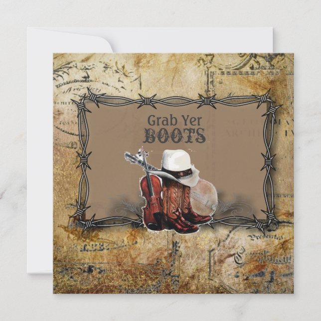 taggtråd västlig countrybröllop meddelande (Framsida)