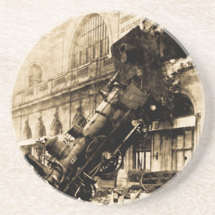 Tåghaveri på Montparnasse vintage 1895 Underlägg Sandsten