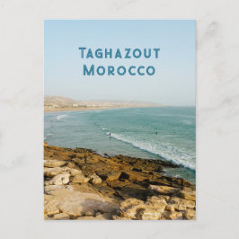 Taghazoutbukten och surfare, Marocko resefoto Vykort