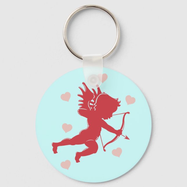 Tagning av Cupid med hjärtnyckelkedja Nyckelring (Framsida)