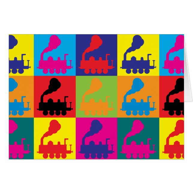 Tågpopkonst Hälsningskort (Framsidan Horizontal)