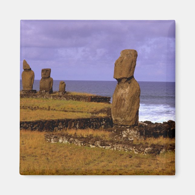 Tahai Platform Moai Statue Abstrakt Påsk Magnet (Framsidan)