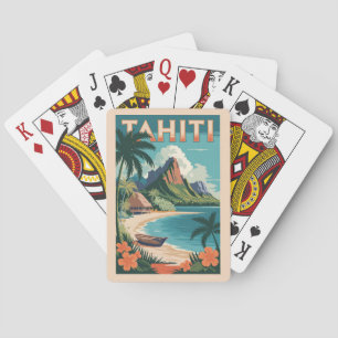 Tahiti Fransk Polynesia Illustration Travel Art Casinokort