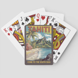 Tahiti Fransk Polynesia Painterly Travel Art Retro Casinokort