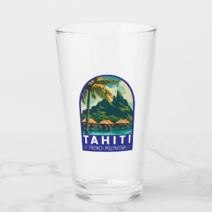 Tahiti Fransk Polynesia Travel Art Emblem Glaskopp
