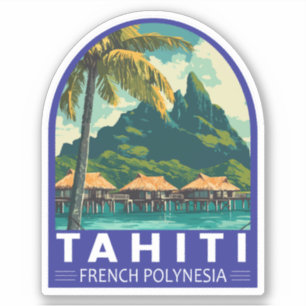 Tahiti Fransk Polynesia Travel Art Emblem Klistermärken