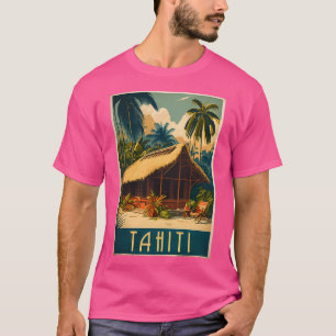 Tahiti Fransk Polynesia Vintage resor Art Poster T Shirt