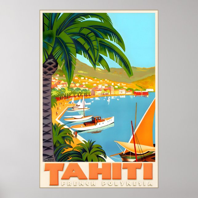 Tahiti Franska Polynesien Luvart Grupp Sällskap Poster (Framsidan)