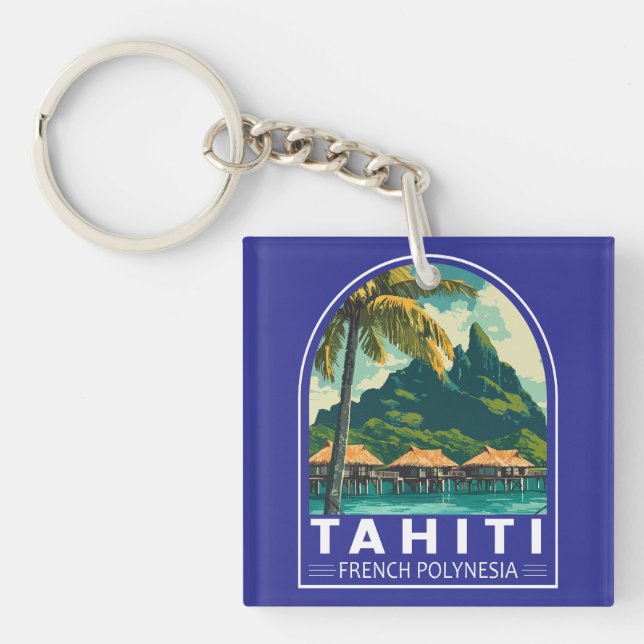 Tahiti French Polynesia Travel Art Emblem (Framsidan)