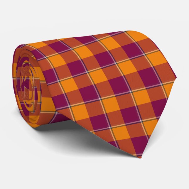 Tahiti Gold and Rose Bud Cherry Plaid Neck Tie Slips (Rullad)