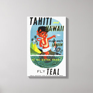 Tahiti Hawaii Vintage resor Poster återställd Canvastryck