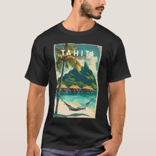 Tahiti Illustration Travel Art Vintage T Shirt