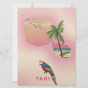 Tahiti illustrerad karta resaffisch inbjudningar