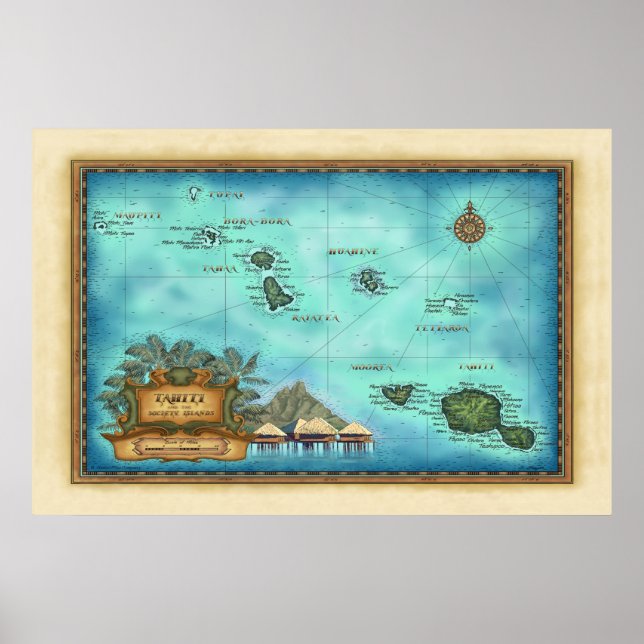Tahiti Karta Poster (Framsidan)