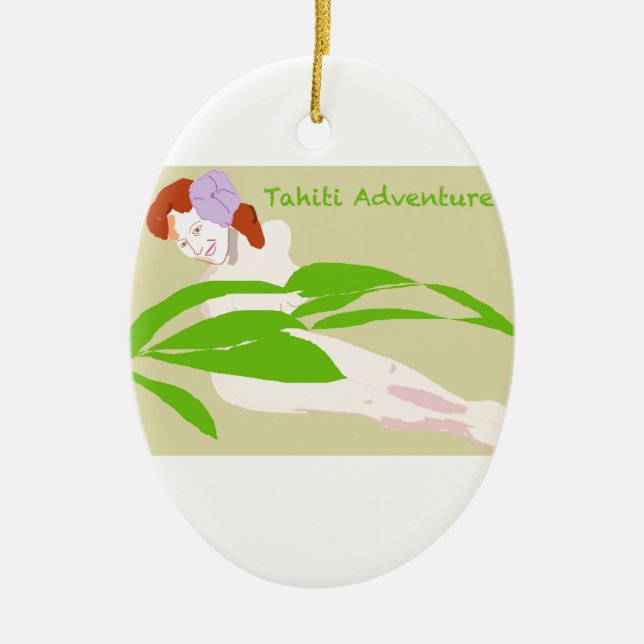 Tahiti kvinna julgransprydnad keramik (Framsidan)