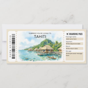 Tahiti-resa Ombordstigningskort Biljett Inbjudningar