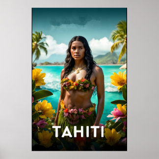 Tahiti-reseaffisch Poster