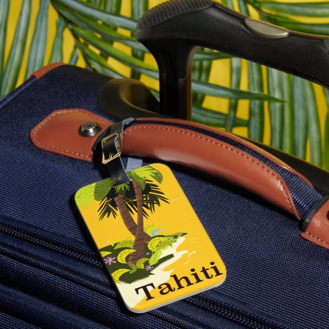 Tahiti Retro-resemålning duktryck Bagagebricka (Framsida Insitu 1)