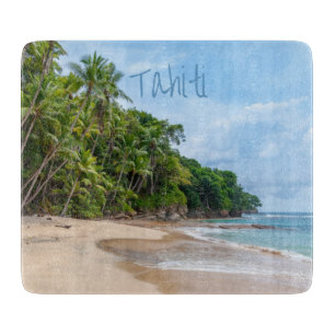 Tahiti Sand Beach Blå himmel Handflatan Träd