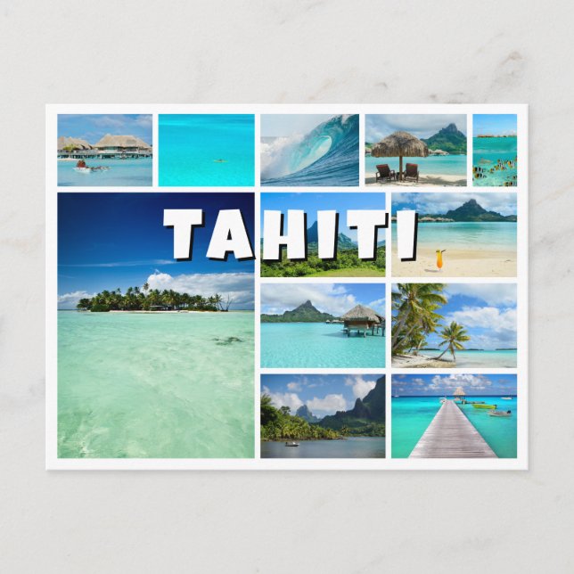 Tahiti souvenir foto collage vykort (Framsida)