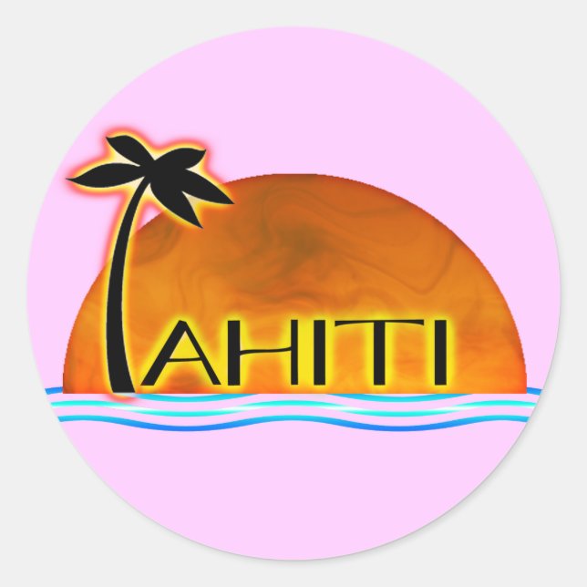 Tahiti Sticker Runt Klistermärke (Framsida)