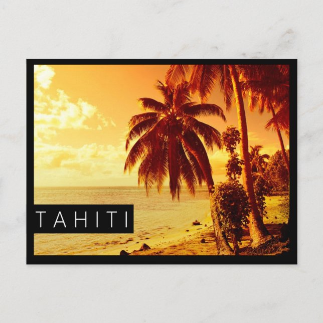 Tahiti sunset Black kant vycard Vykort (Framsida)