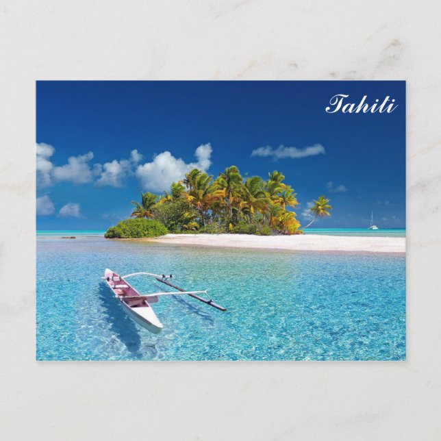 Tahiti Tropical Beach Travel Photo Vykort (Framsida)