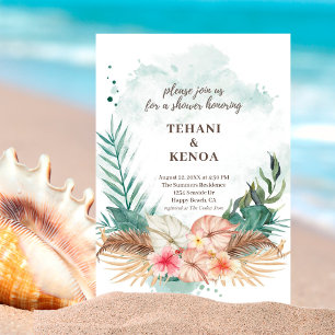 Tahiti Tropical Hibiscus Handflatan Par Shower Inbjudningar