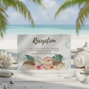 Tahiti Tropisk Blommigt och Handflatan bröllopsm Tilläggskort