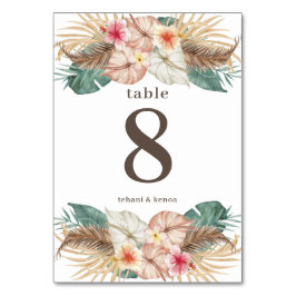 Tahiti | Tropiska ön Hibiscus Handflatan Blommigt Bordsnummer