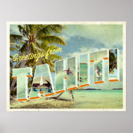 Tahiti vintage fotovykort poster
