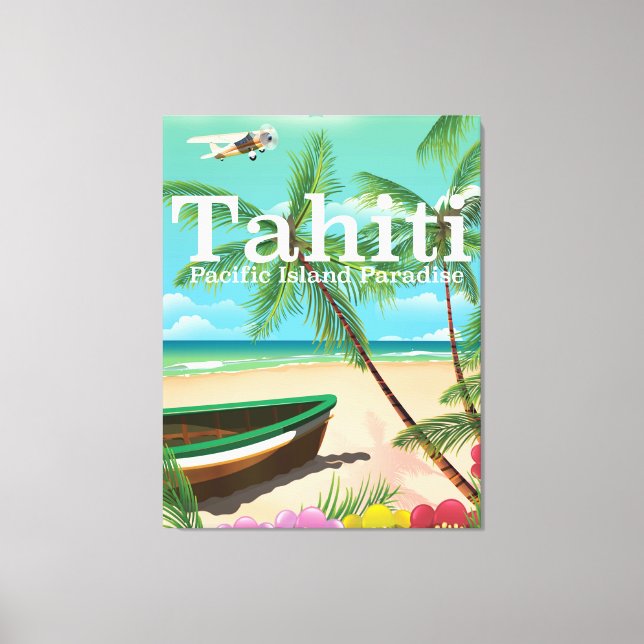 Tahiti vintage reseaffisch canvastryck (Framsida)