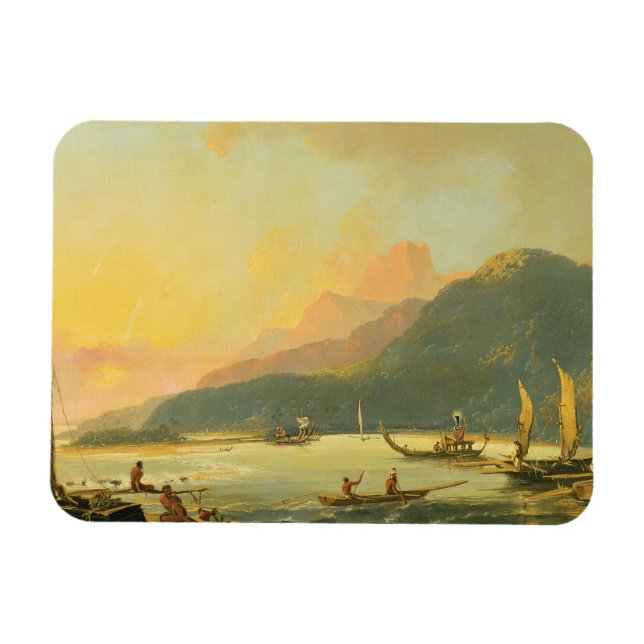 Tahitian Krig Galleys i Matavai Bay, Tahiti, 1766 Magnet (Horisontell)