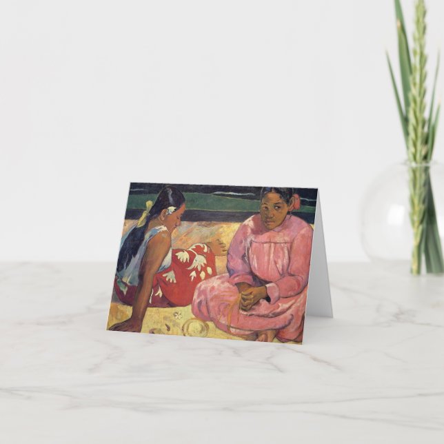 "Tahitian kvinnor på det strand" - Paul Gauguin Kort (Framsida)