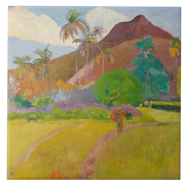Tahitian Landscape (av Paul Gaugin) Kakelplatta (Framsidan)