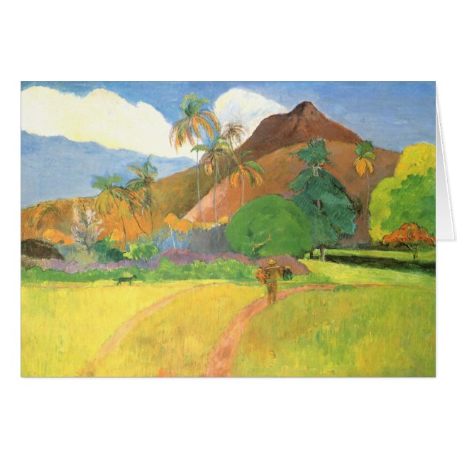 Tahitian Landscape, Mountains Tahiti, Paul Gauguin Hälsningskort (Framsidan Horizontal)