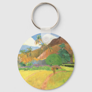Tahitian Landscape, Mountains Tahiti, Paul Gauguin Nyckelring