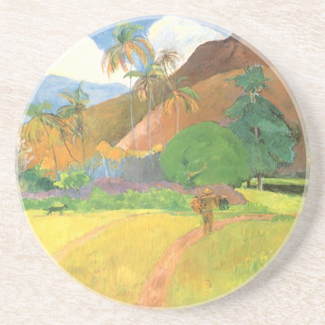 Tahitian Landscape, Mountains Tahiti, Paul Gauguin Underlägg (Framsidan)