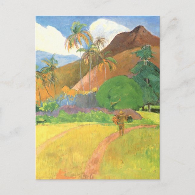 Tahitian Landscape, Mountains Tahiti, Paul Gauguin Vykort (Framsida)