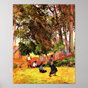 Tahitian Village, berömd-målning av Paul Gauguin Poster