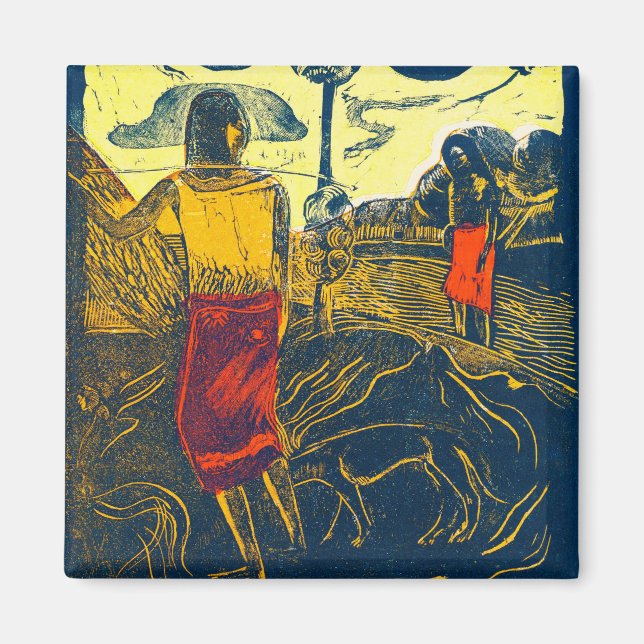 Tahitian Women and Hund, Gauguin Magnet (Framsidan)