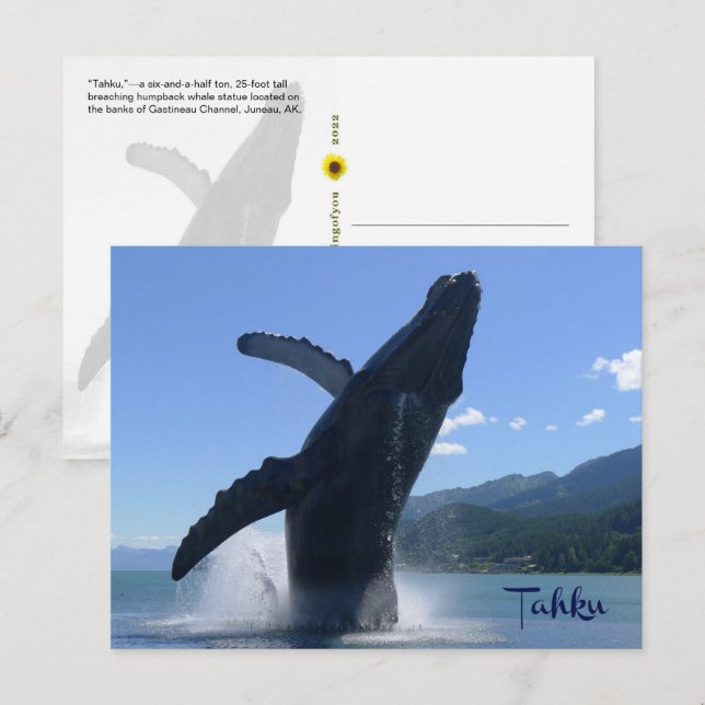 "Tahku"— Brottar humpback Valale statue - Vykort (Fram/baksida)